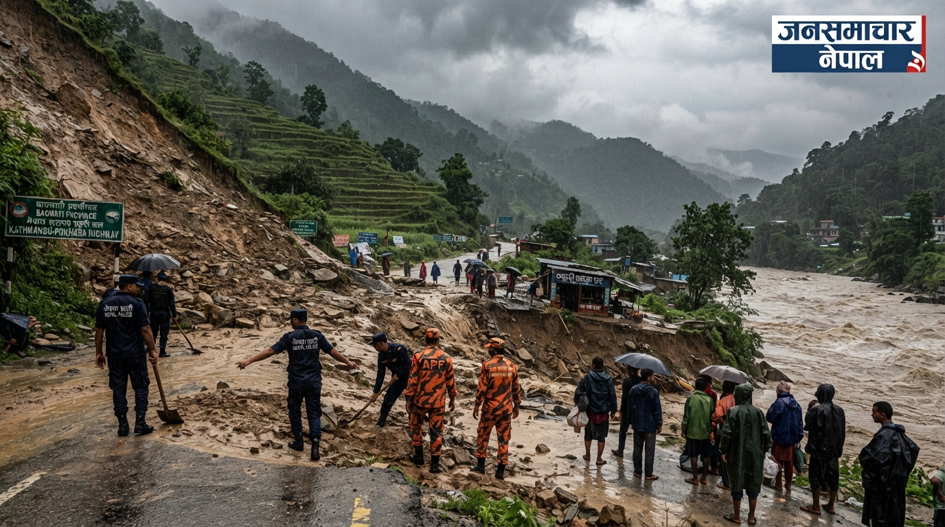 नेपालमा अविरल वर्षापछि आएको बाढी र पहिरो